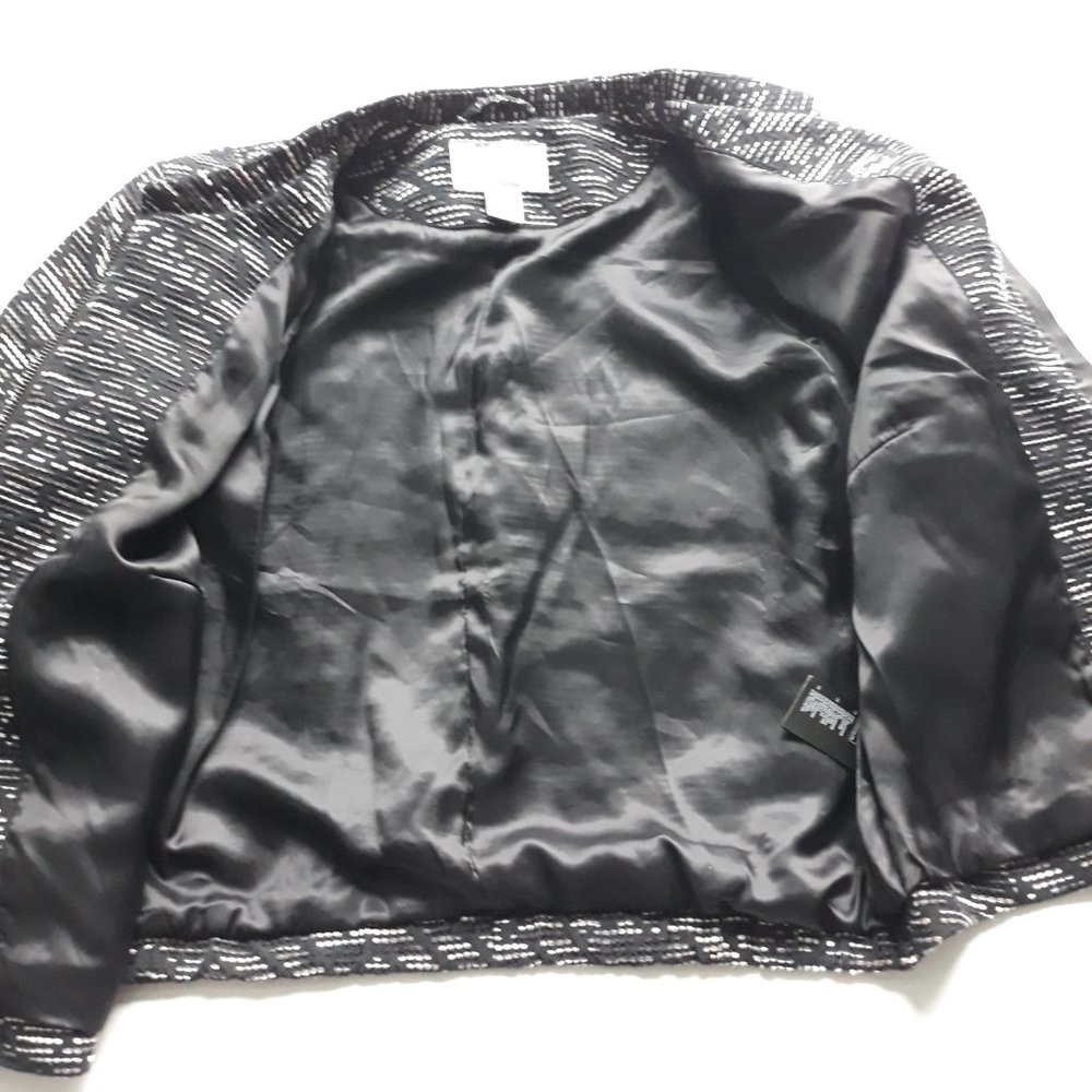 H&M Textured Black Zip Career Blazer Jacket 14 - Picture 3 of 8
